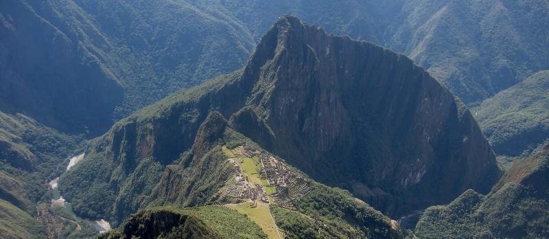 Machu Picchu from above Machu Picchu seen from high above with Huayna Picchu and the Urubamba gorge