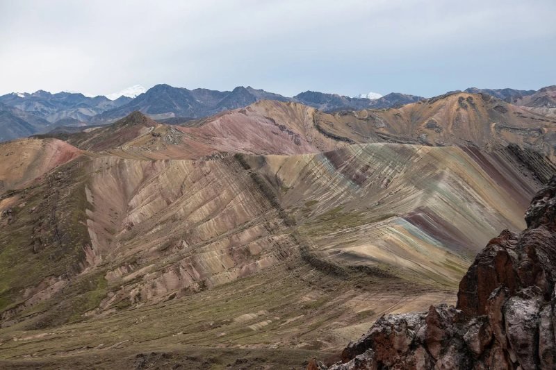 Striped hills of Palccoyo seen from the ridge path