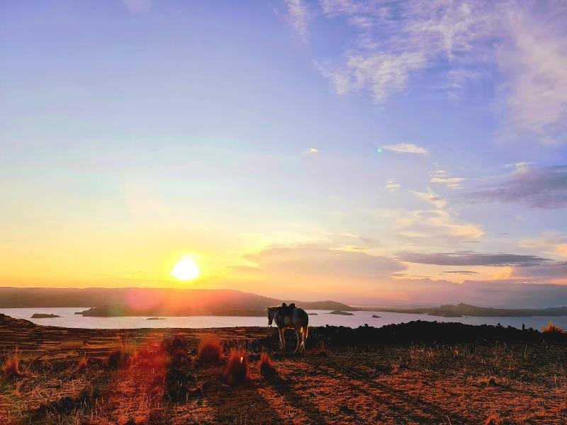 Pachatata, Amantani Sunset over Lake Titicaca from the Pachatata hilltop on Amantani