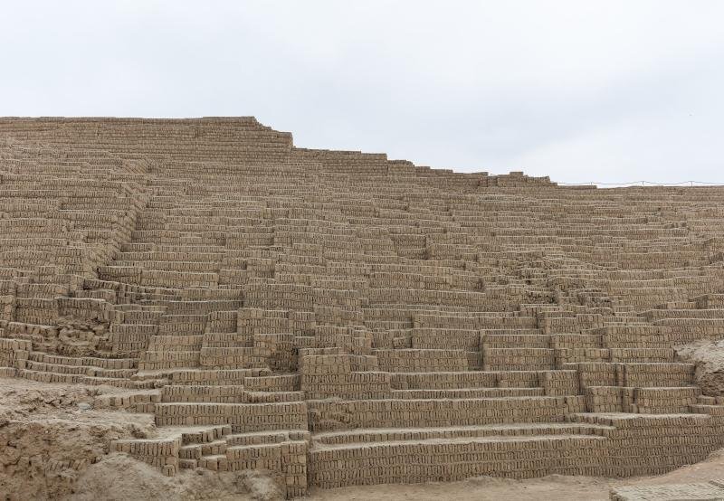 Huaca Pucllana, Lima Stepped adobe brick walls of Huaca Pucllana in Miraflores, Lima