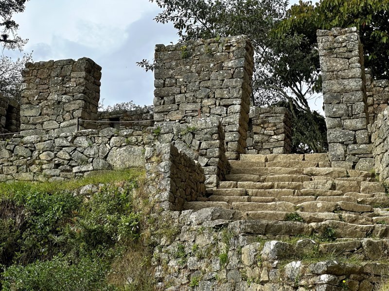 Stone walls and steps of Intipunku, the Sun Gate at the end of the Inca Trail