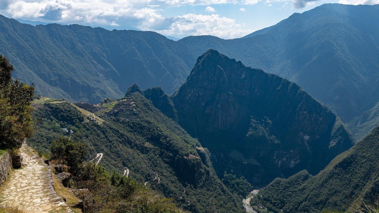 View from the Sun Gate Machu Picchu seen from the Sun Gate at the end of the Inca Trail