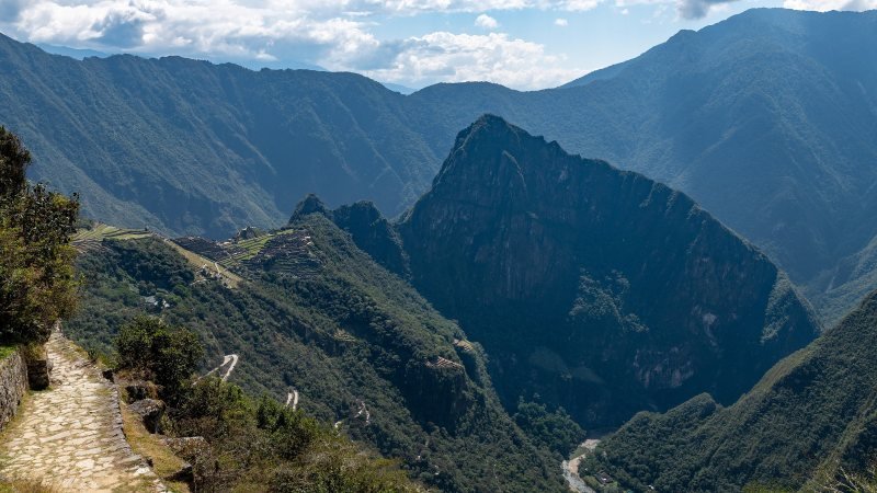 Machu Picchu seen from the Sun Gate at the end of the Inca Trail