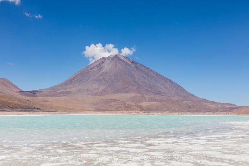 Laguna Verde below the cone of Licancabur volcano