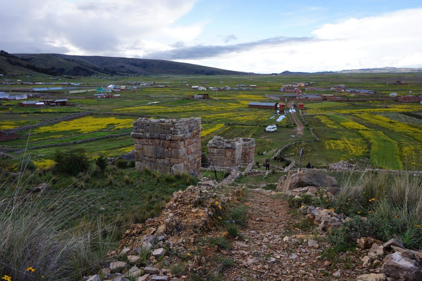 Stone chullpa burial towers at Molloco near Puno