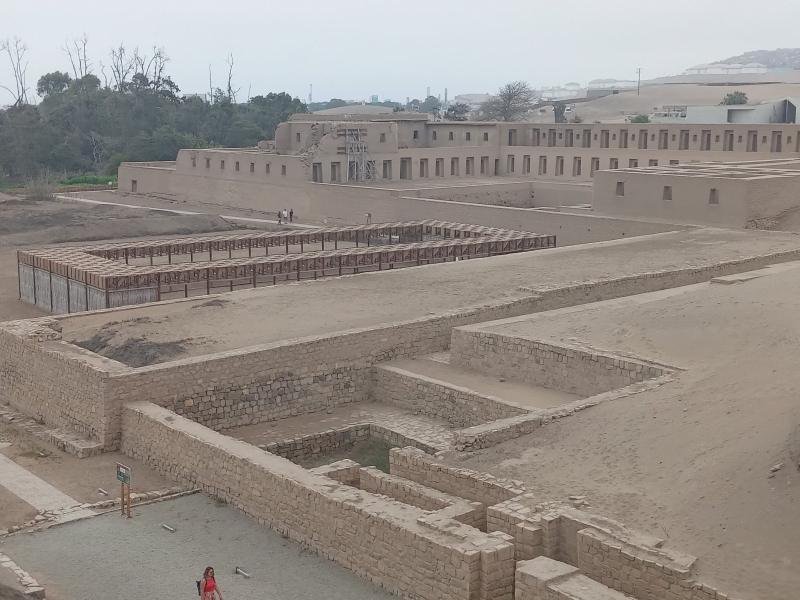 Overview of the Acllawasi courtyards and adobe buildings at Pachacamac