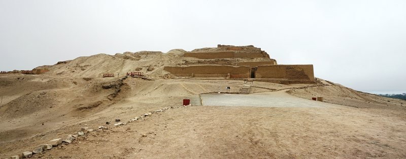 The Temple of the Sun platform rising above the desert at Pachacamac