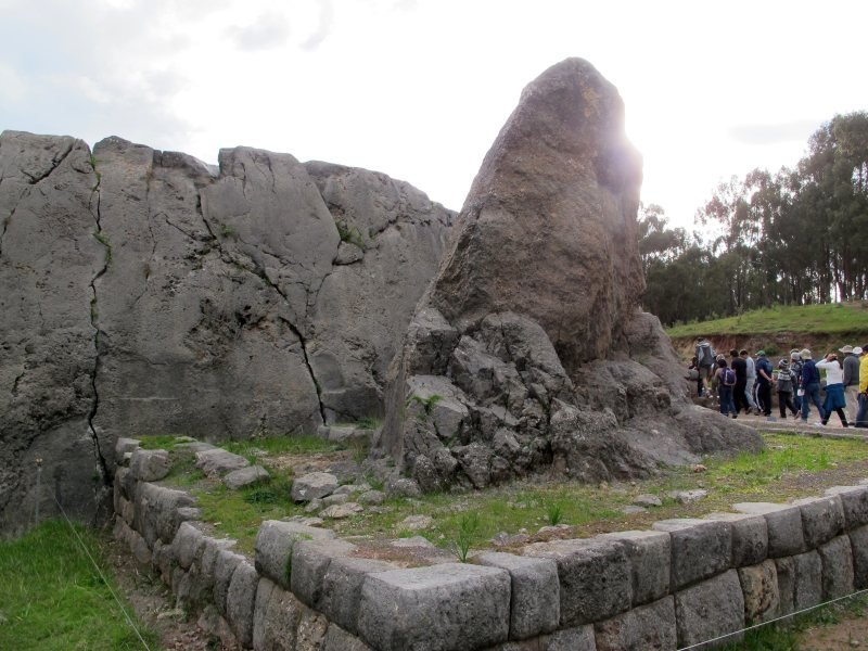 Carved limestone outcrop and Inca masonry at Qenqo near Cusco