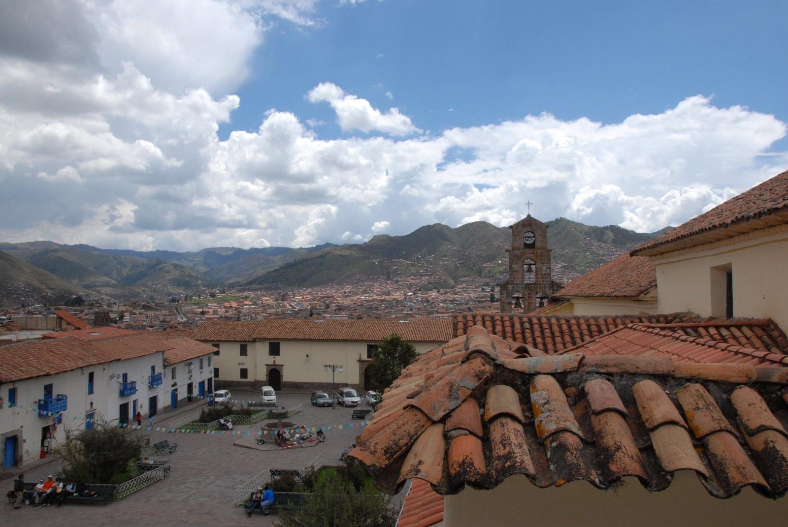 San Blas rooftops, Cusco Big white clouds over the hills of Cusco seen across the clay tile roofs of the San Blas neighborhood