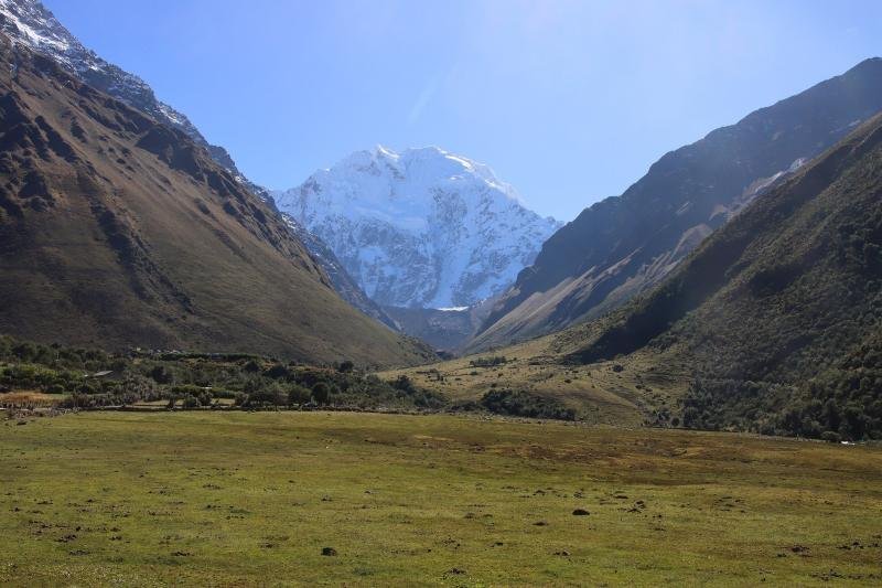 Soraypampa valley Glaciated peak at the head of the grassy Soraypampa valley
